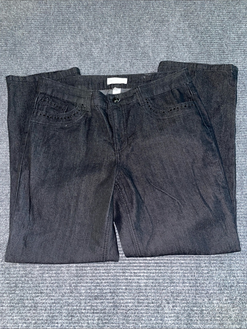 Christopher & Banks Black Straight Leg Jeans. Sequin Embellishments. Size 10P